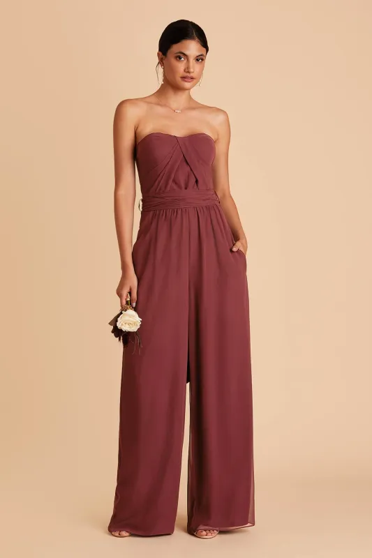 Gigi Chiffon Jumpsuit - Rosewood sold by Birdy Grey