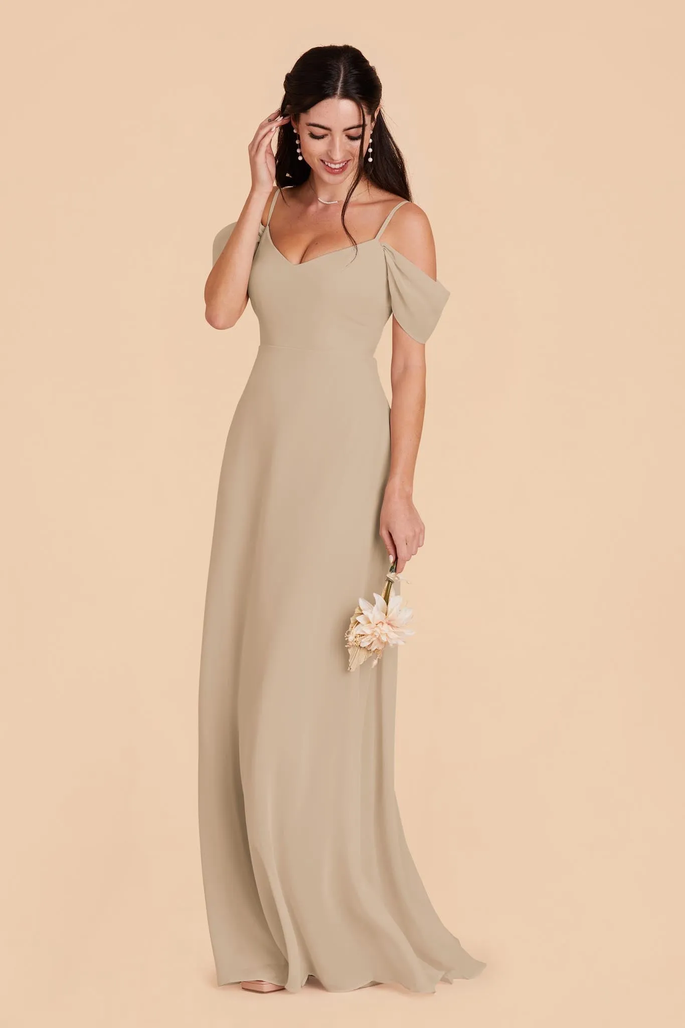 Devin Chiffon Dress - Almond sold by Birdy Grey product image thumbnail 3