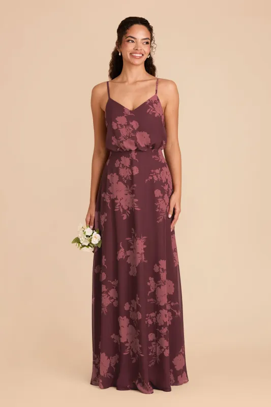 Gwennie Chiffon Dress - Sangria Whimsical Blooms sold by Birdy Grey