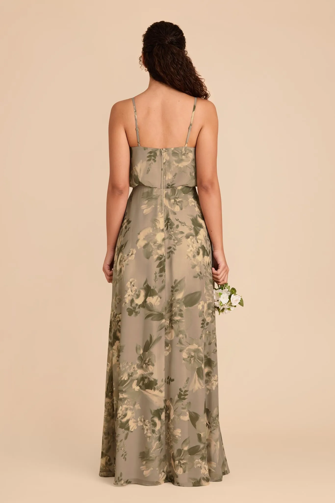 Gwennie Chiffon Dress With Slit - Doe Painted Botanics sold by Birdy Grey product image thumbnail 5