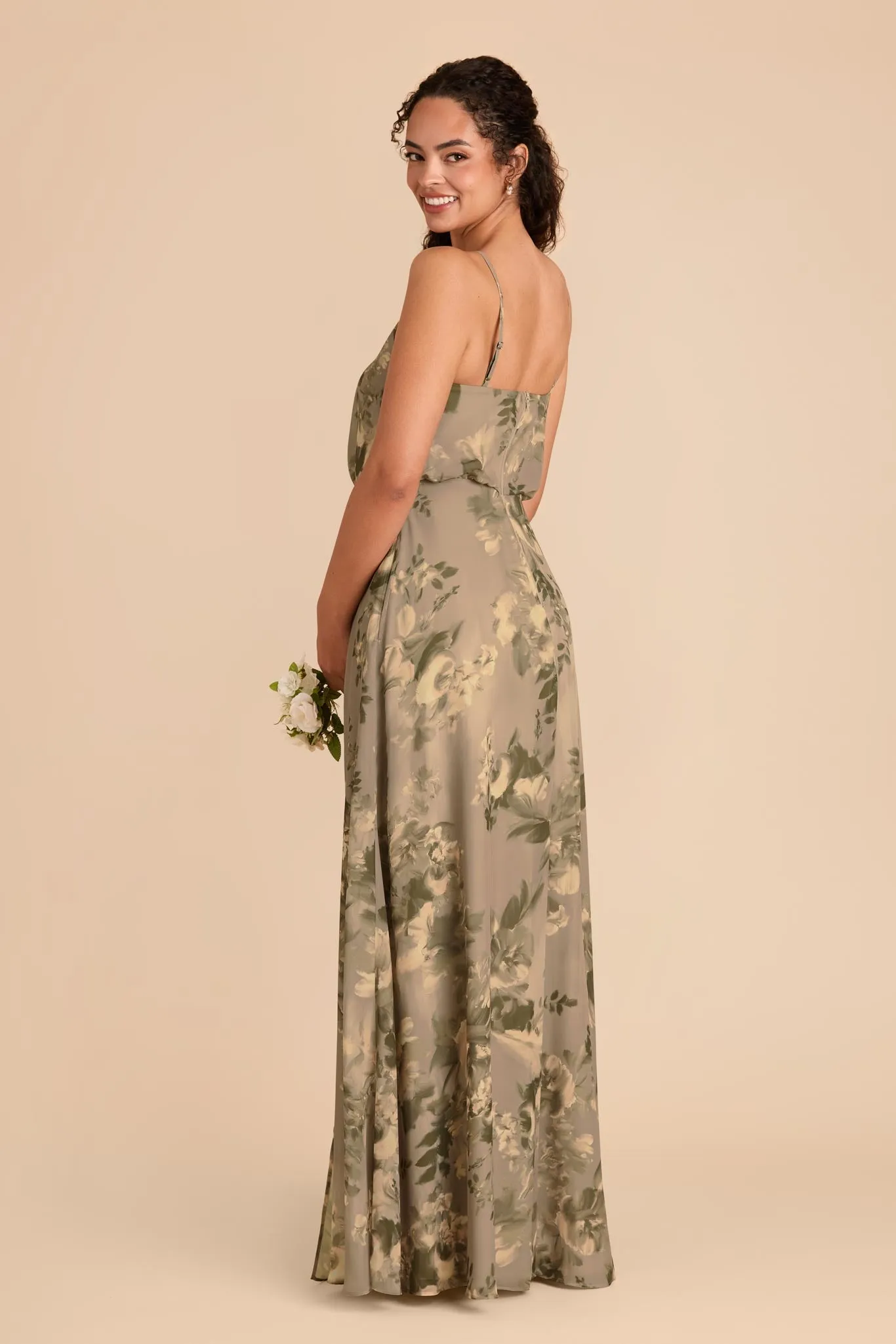 Gwennie Chiffon Dress With Slit - Doe Painted Botanics sold by Birdy Grey product image thumbnail 4