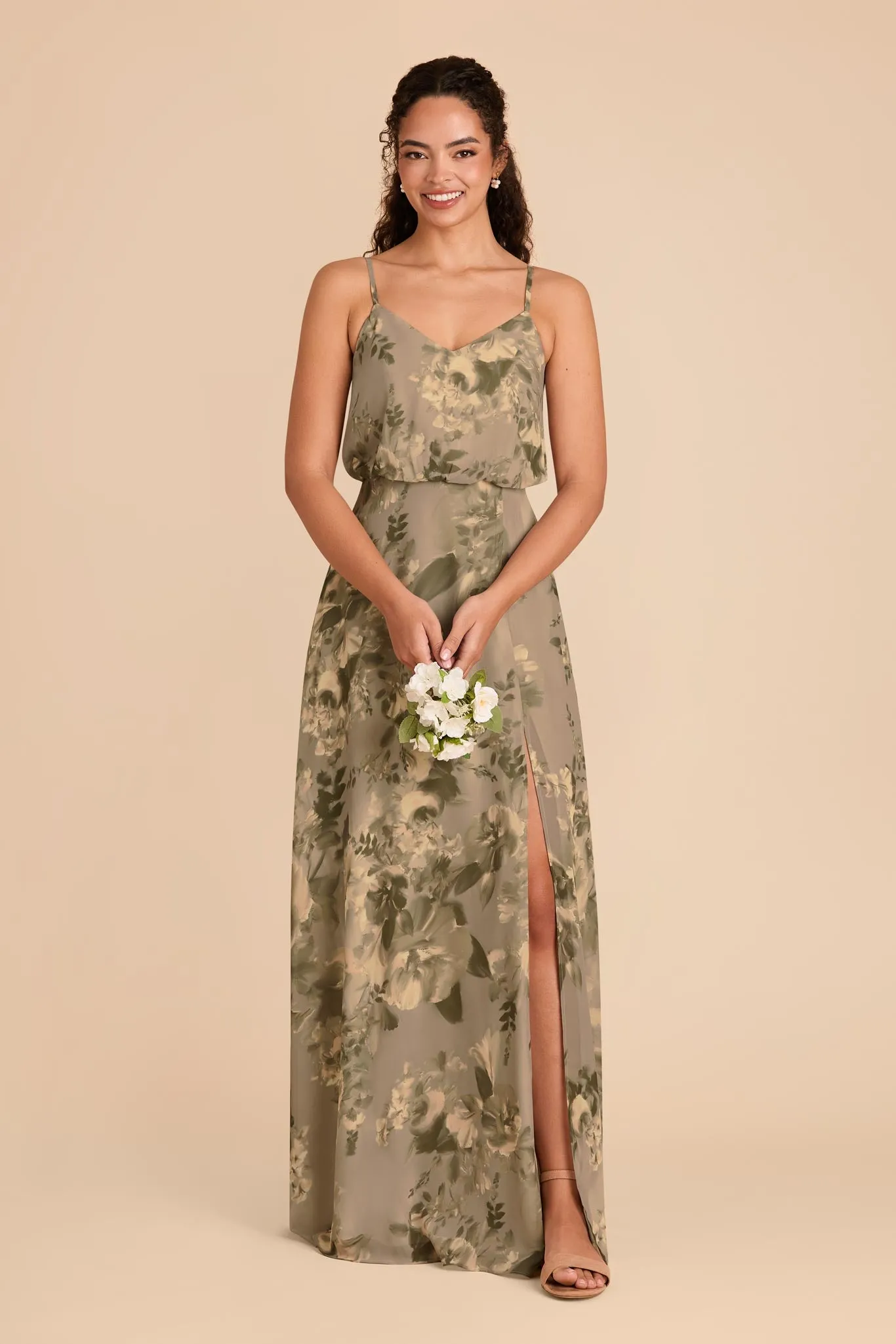 Gwennie Chiffon Dress With Slit - Doe Painted Botanics sold by Birdy Grey product image thumbnail 2