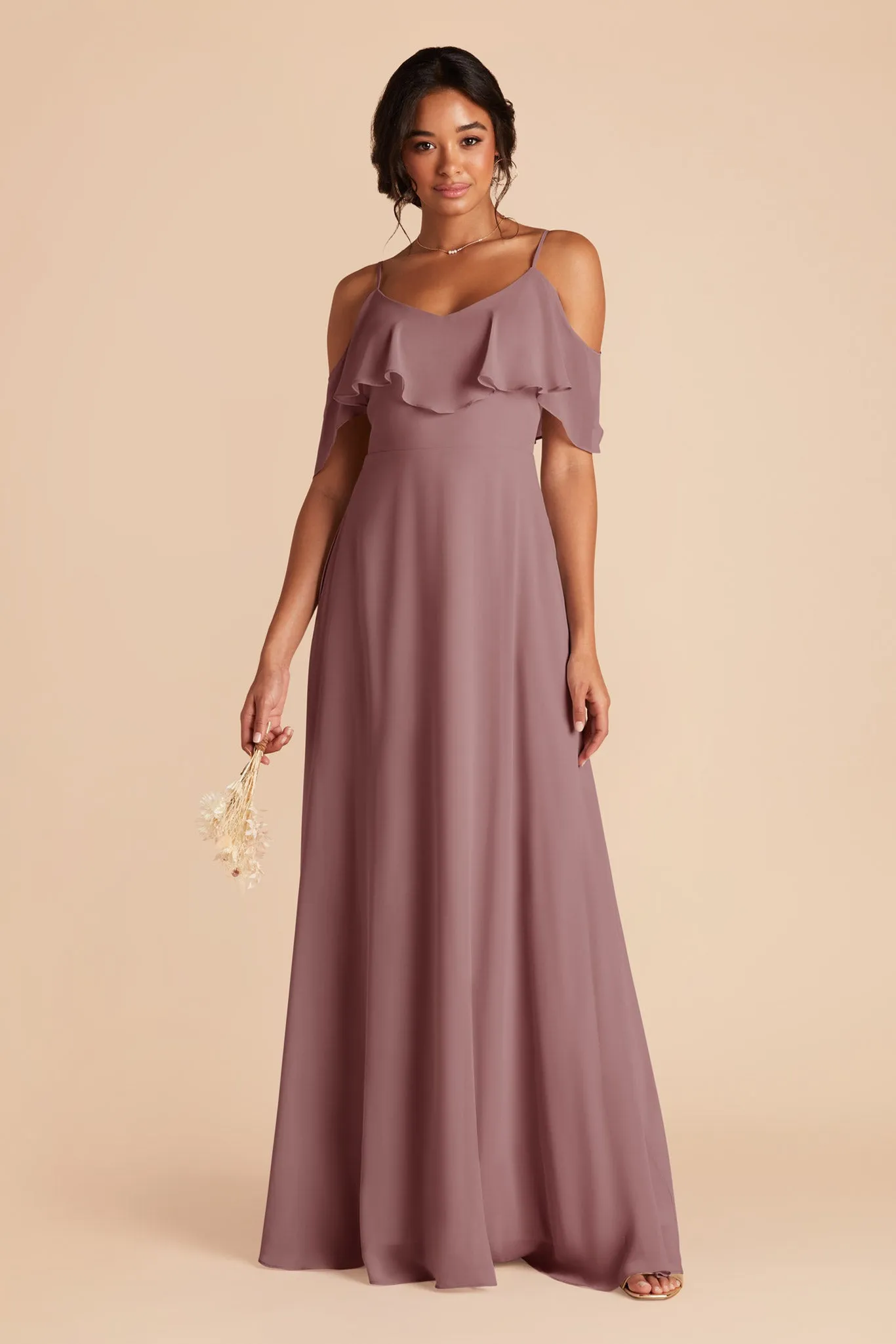 Jane Chiffon Dress - Dark Mauve sold by Birdy Grey