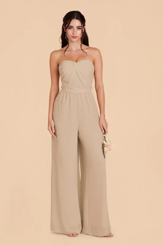 Gigi Chiffon Jumpsuit - Almond sold by Birdy Grey