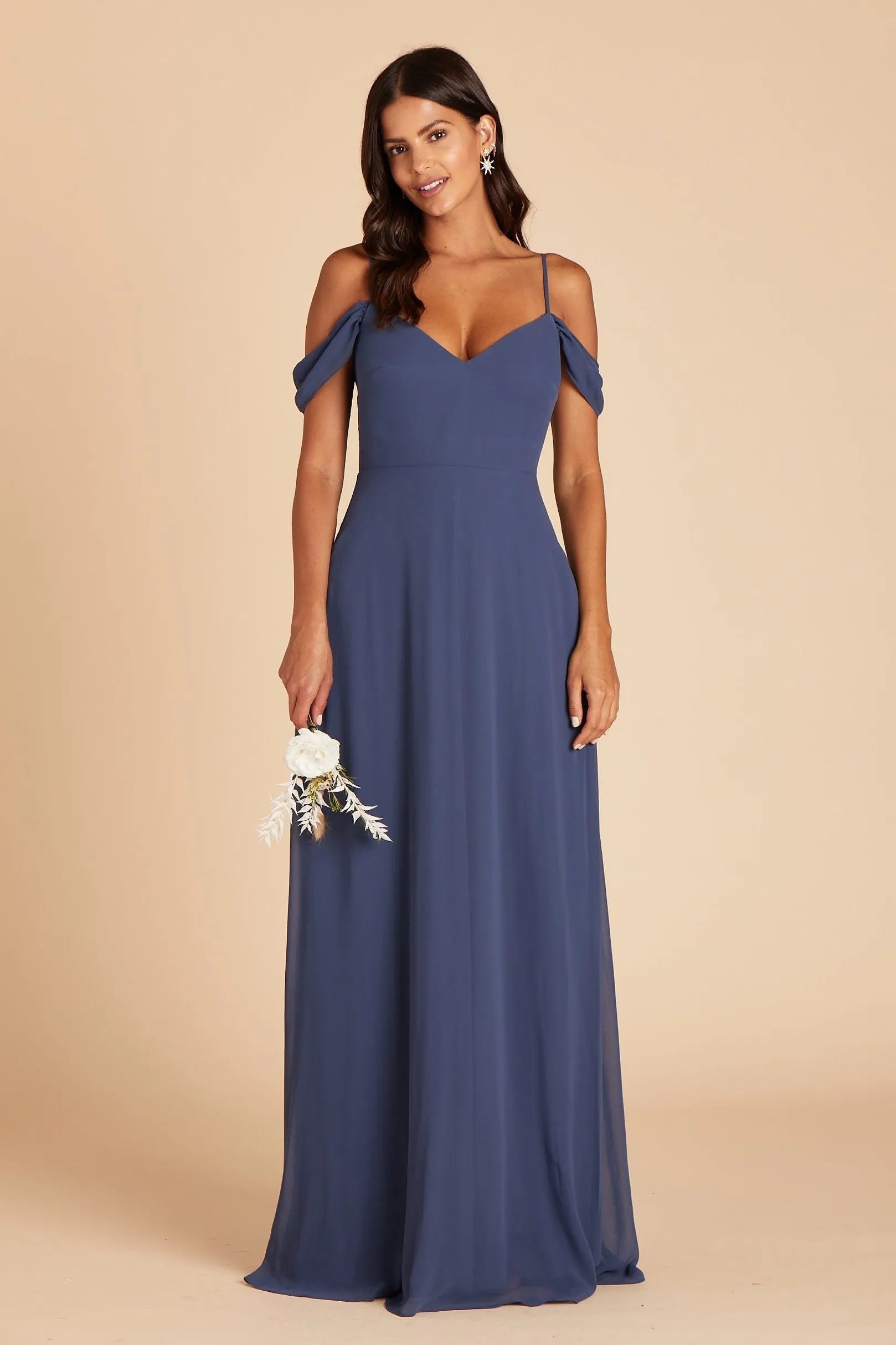 Devin Chiffon Dress - Slate Blue sold by Birdy Grey