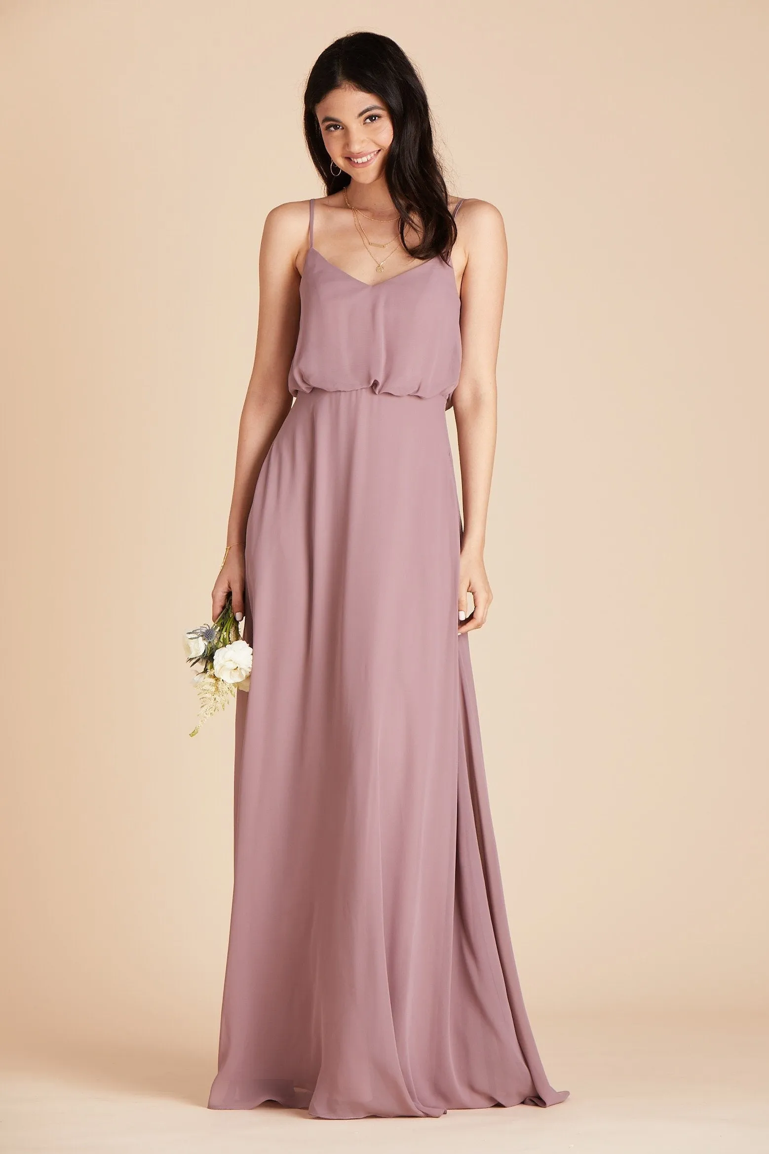 Gwennie Chiffon Dress - Dark Mauve sold by Birdy Grey
