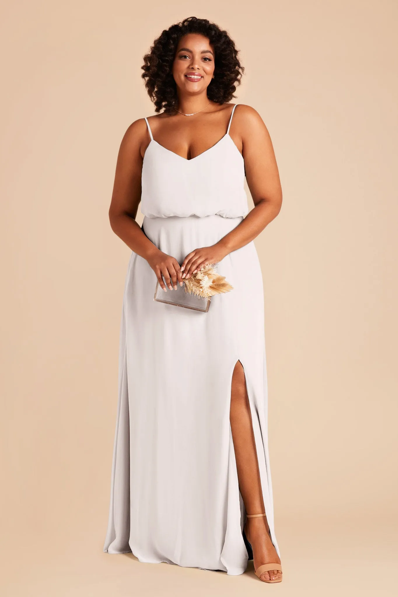 Gwennie Chiffon Dress With Slit - White sold by Birdy Grey product image thumbnail 2