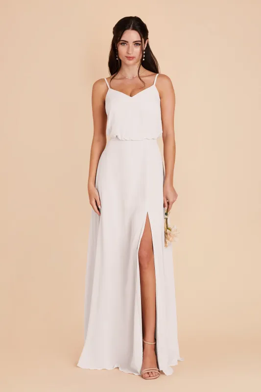 Gwennie Chiffon Dress With Slit - White sold by Birdy Grey