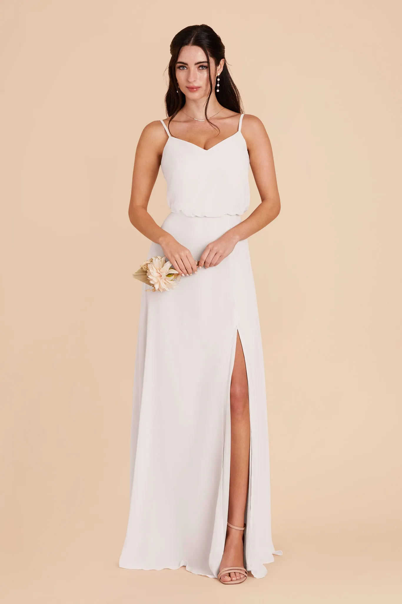 Gwennie Chiffon Dress With Slit - White sold by Birdy Grey product image thumbnail 3