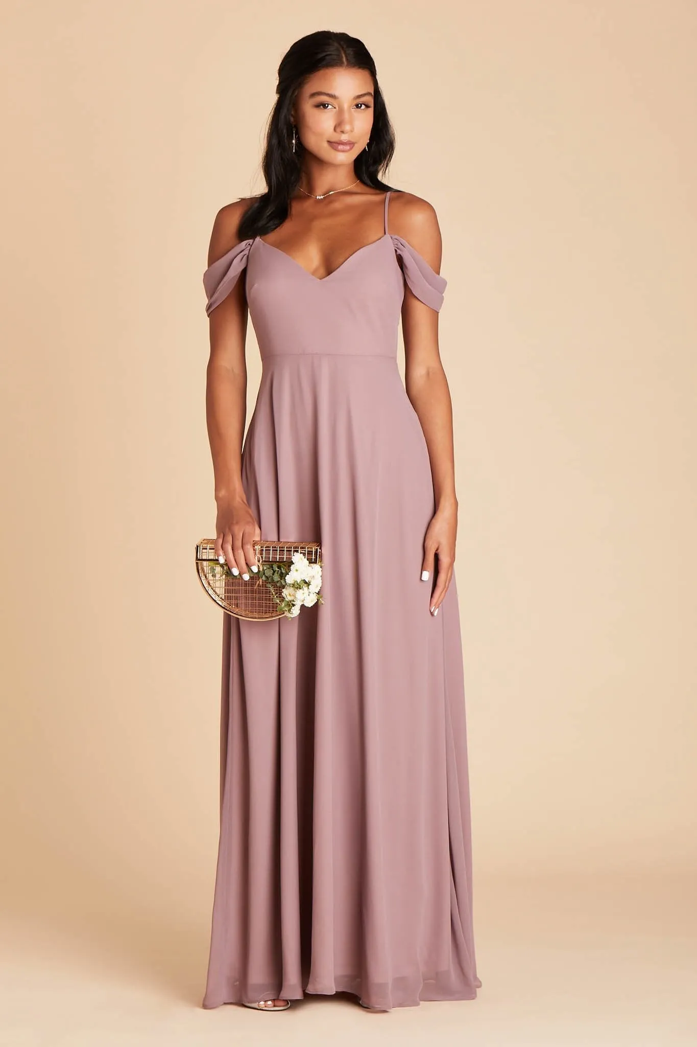 Devin Chiffon Dress - Dark Mauve sold by Birdy Grey