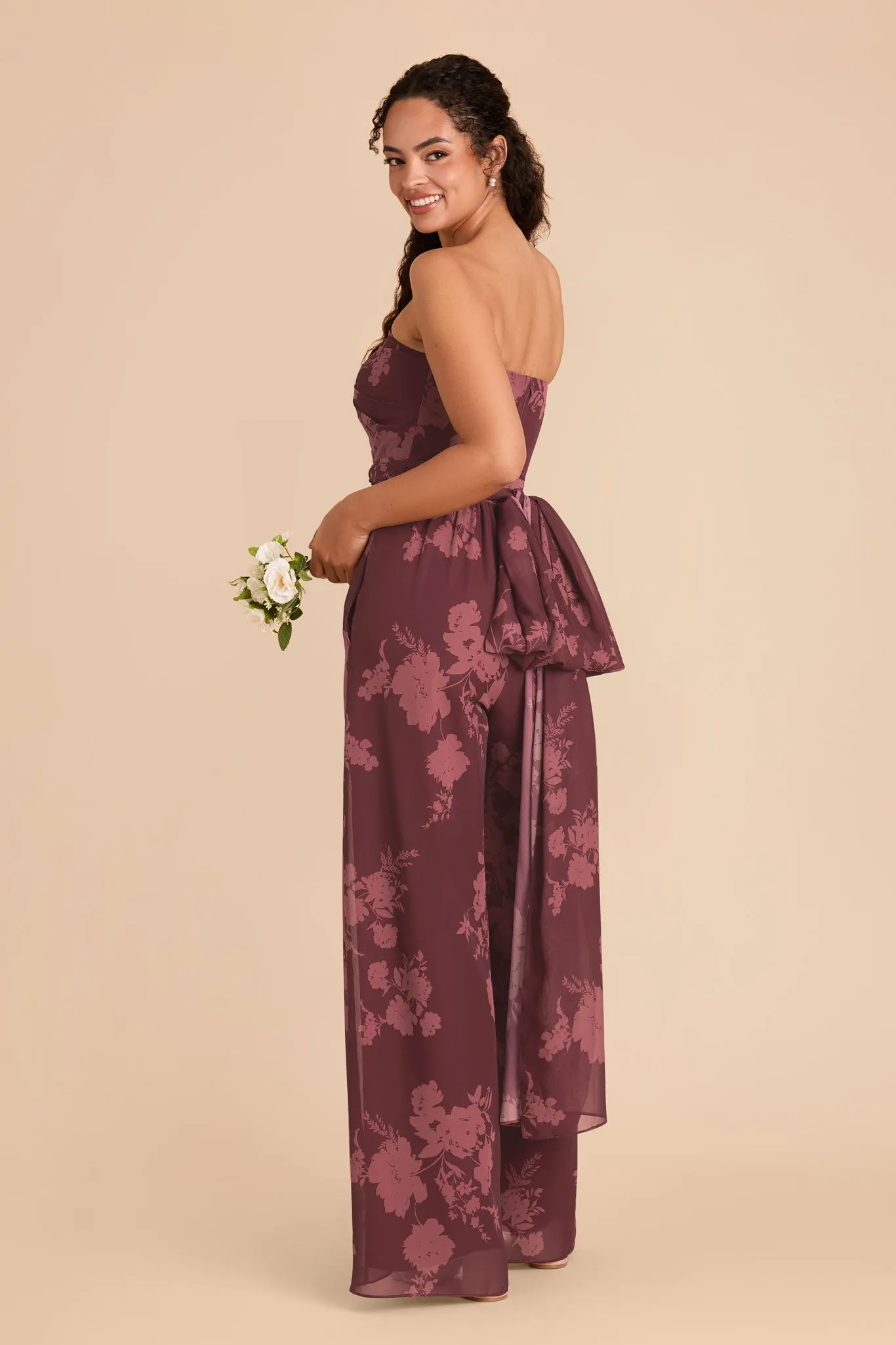 Gigi Chiffon Jumpsuit - Sangria Whimsical Blooms sold by Birdy Grey product image thumbnail 4