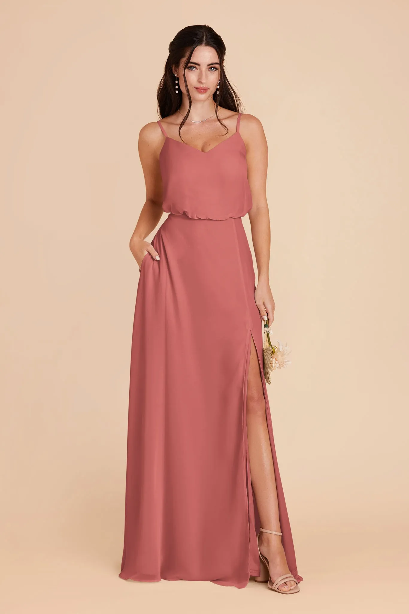 Gwennie Chiffon Dress With Slit - Wild Rose sold by Birdy Grey product image thumbnail 3