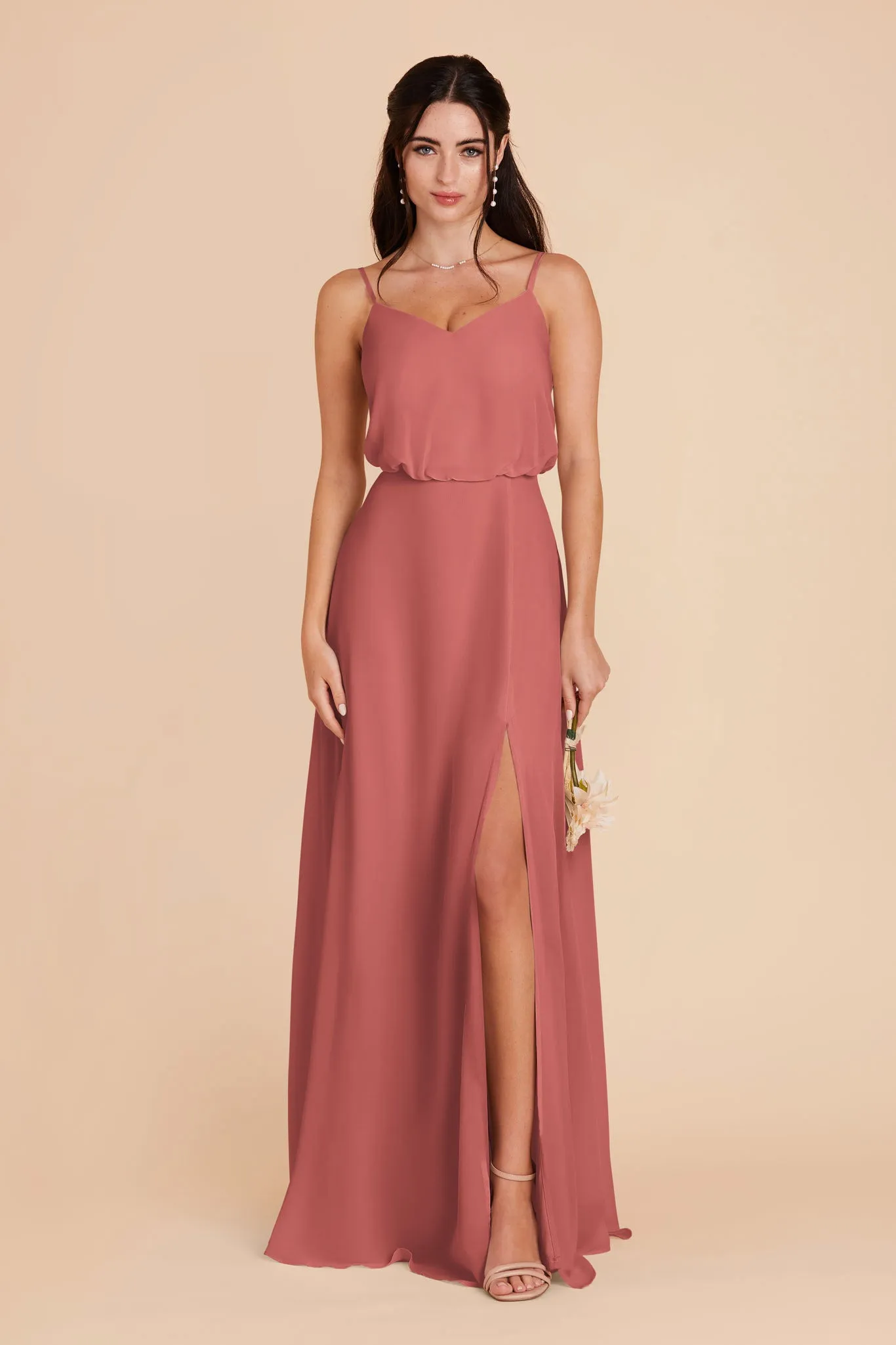 Gwennie Chiffon Dress With Slit - Wild Rose sold by Birdy Grey