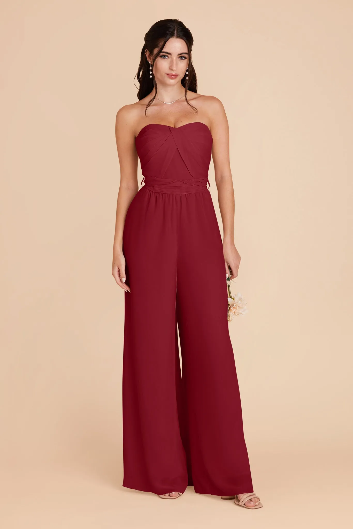 Gigi Chiffon Jumpsuit - Burgundy sold by Birdy Grey product image thumbnail 3
