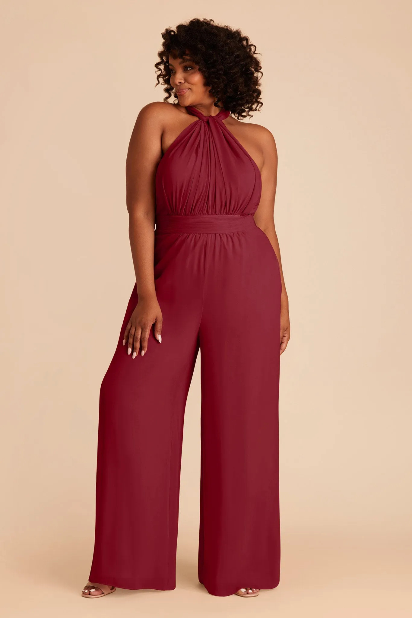 Gigi Chiffon Jumpsuit - Burgundy sold by Birdy Grey product image thumbnail 2