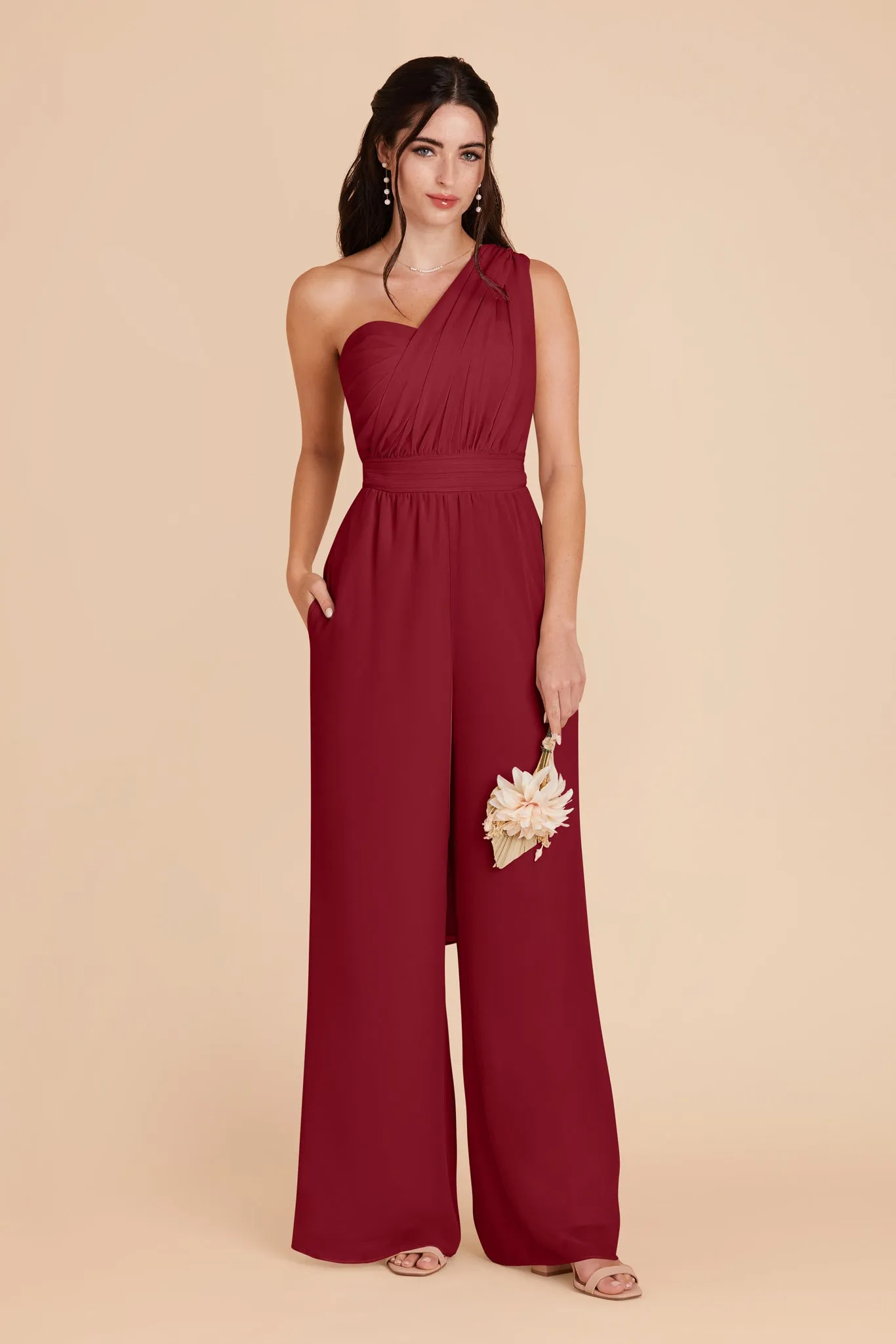 Gigi Chiffon Jumpsuit - Burgundy sold by Birdy Grey product image thumbnail 4
