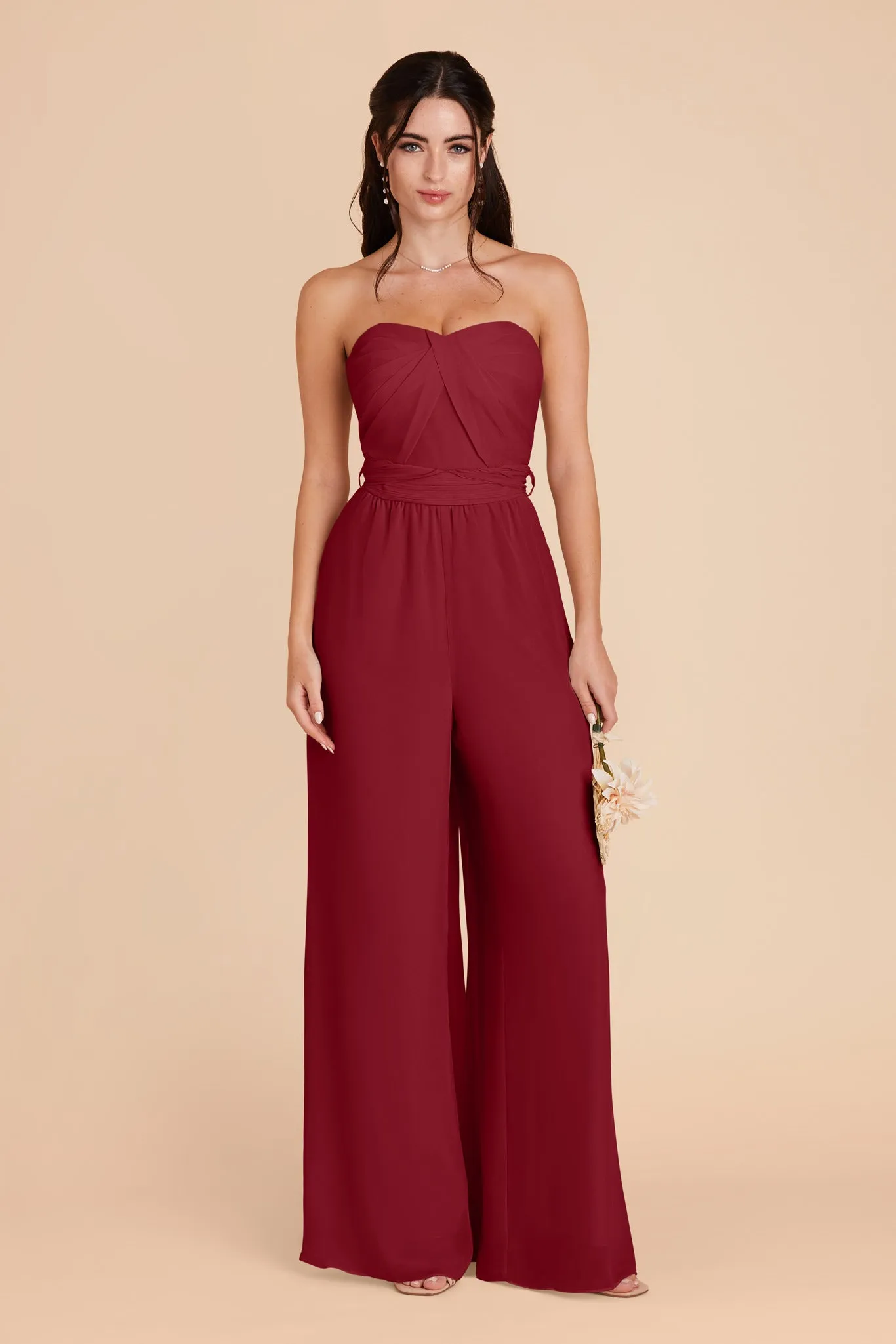 Gigi Chiffon Jumpsuit - Burgundy sold by Birdy Grey