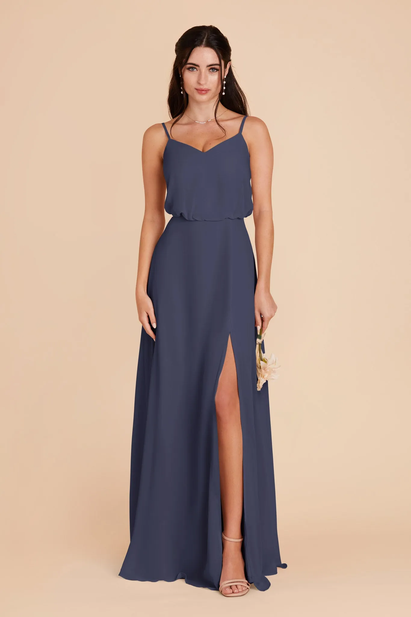 Gwennie Chiffon Dress With Slit - Dusk Blue sold by Birdy Grey product image thumbnail 3