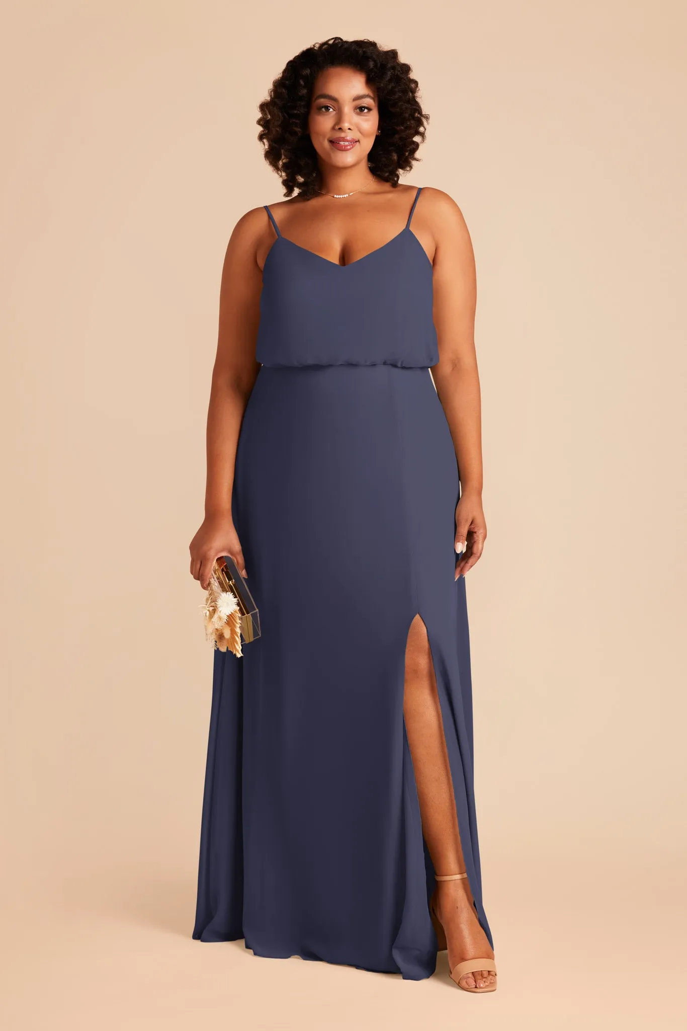 Gwennie Chiffon Dress With Slit - Dusk Blue sold by Birdy Grey product image thumbnail 2