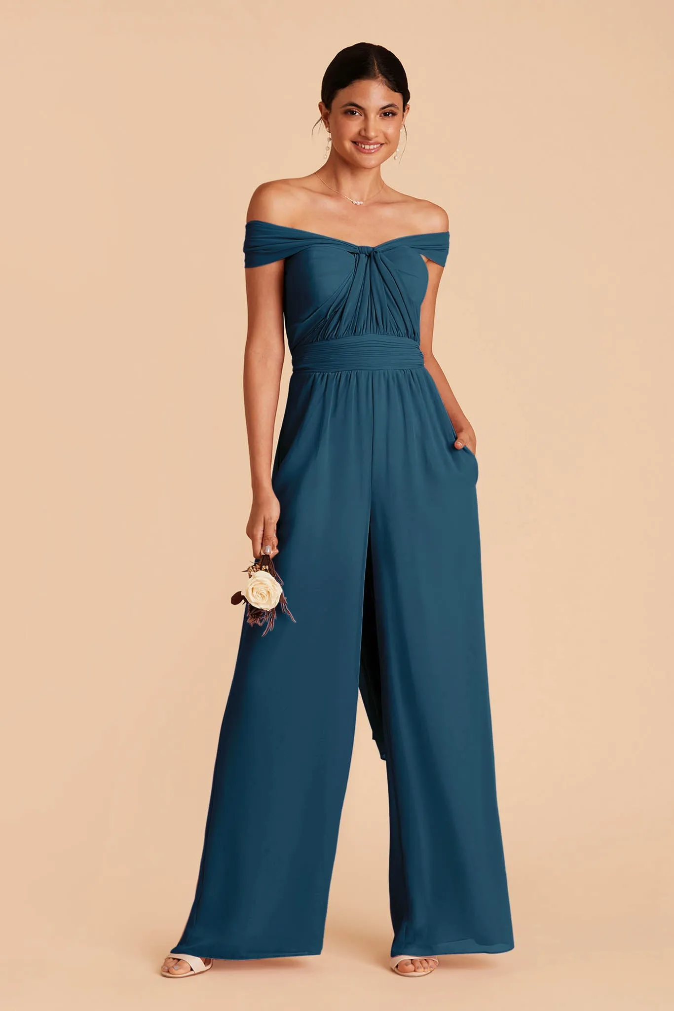 Gigi Chiffon Jumpsuit - Dark Teal sold by Birdy Grey product image thumbnail 4