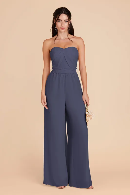 Gigi Chiffon Jumpsuit - Dusk Blue sold by Birdy Grey