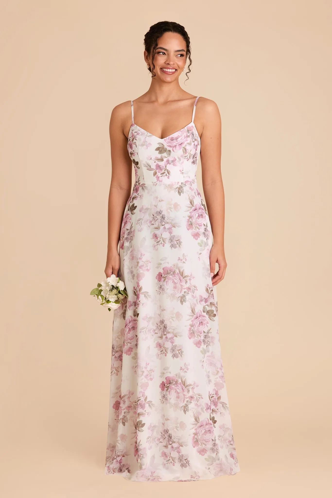 Devin Chiffon Dress - Dusty Pink Peonies sold by Birdy Grey product image thumbnail 4