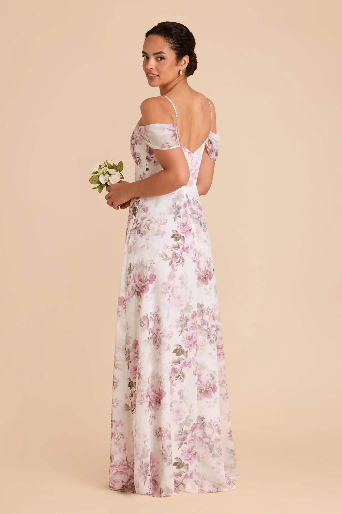 Devin Chiffon Dress - Dusty Pink Peonies sold by Birdy Grey product image thumbnail 5