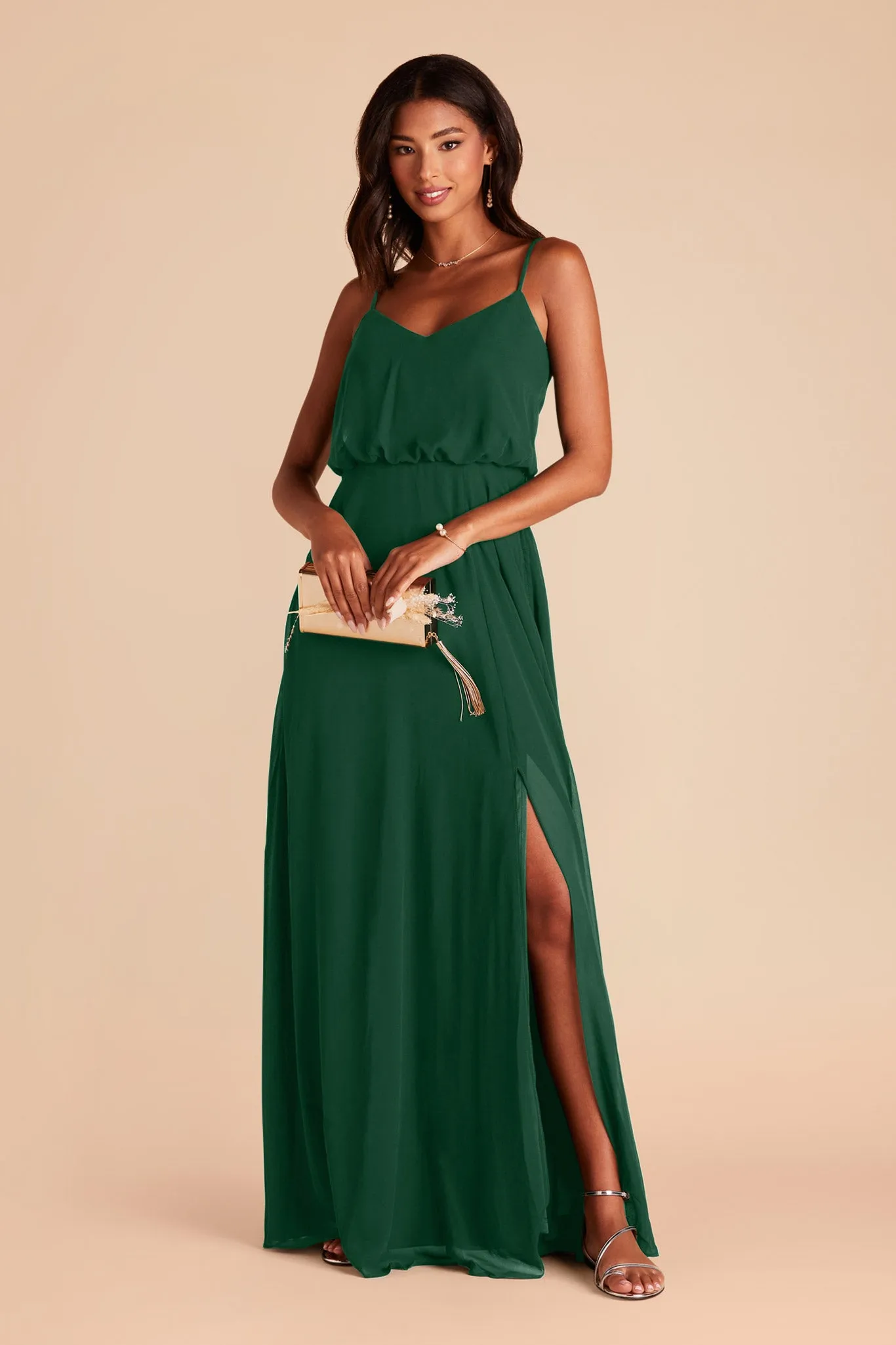 Gwennie Chiffon Dress With Slit - Forest Green sold by Birdy Grey product image thumbnail 5