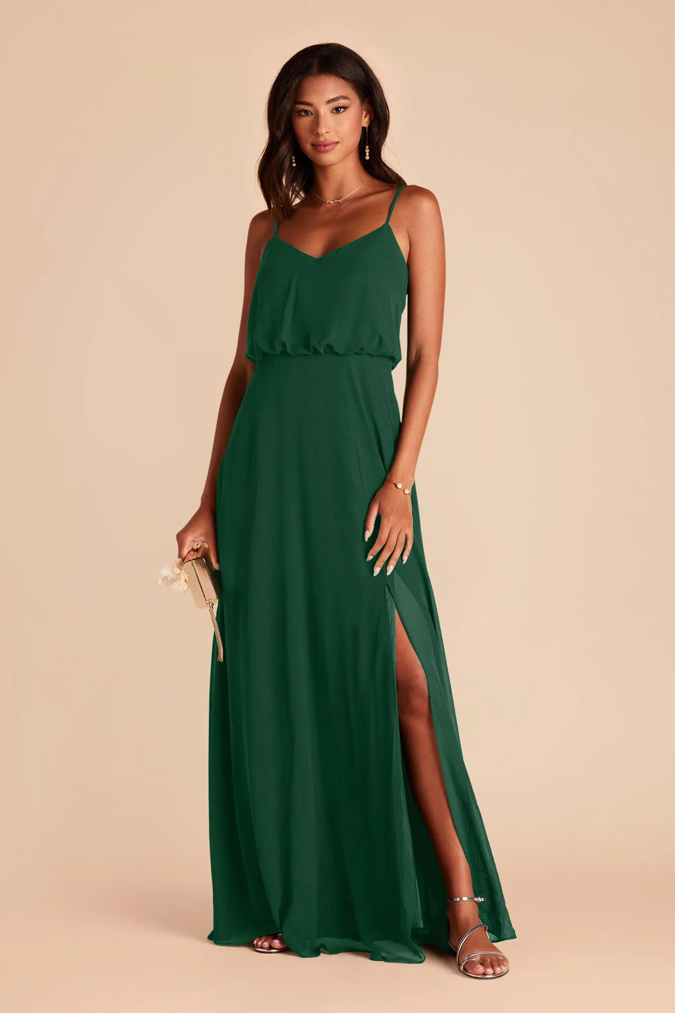Gwennie Chiffon Dress With Slit - Forest Green sold by Birdy Grey product image thumbnail 3