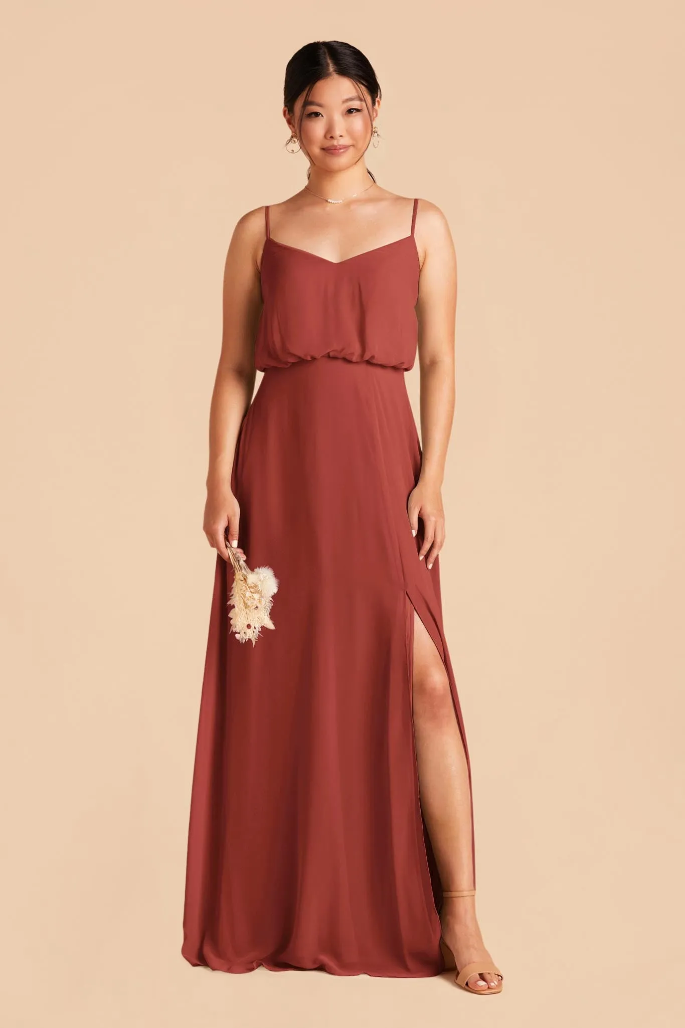 Gwennie Chiffon Dress With Slit - Spice sold by Birdy Grey