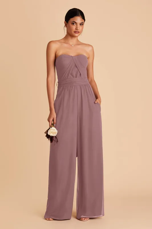Gigi Chiffon Jumpsuit - Dark Mauve sold by Birdy Grey