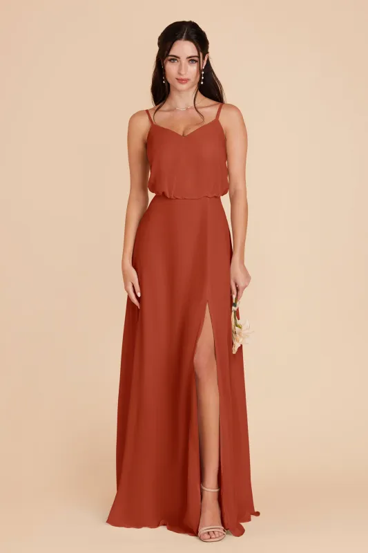 Gwennie Chiffon Dress With Slit - Auburn sold by Birdy Grey