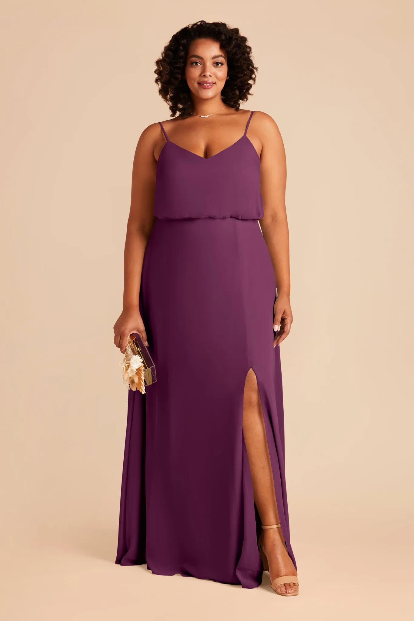 Gwennie Chiffon Dress With Slit - Fig sold by Birdy Grey product image thumbnail 2