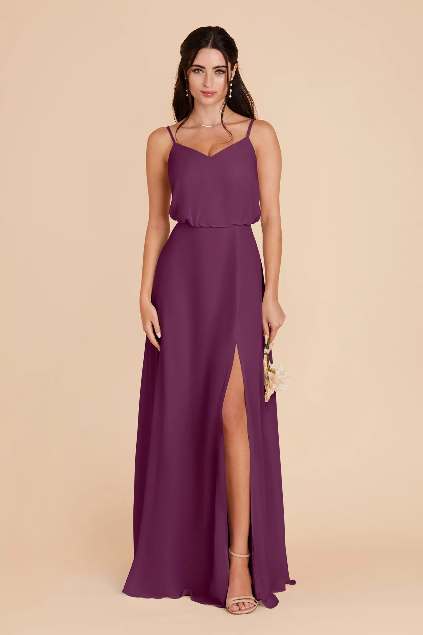 Gwennie Chiffon Dress With Slit - Fig sold by Birdy Grey product image thumbnail 3