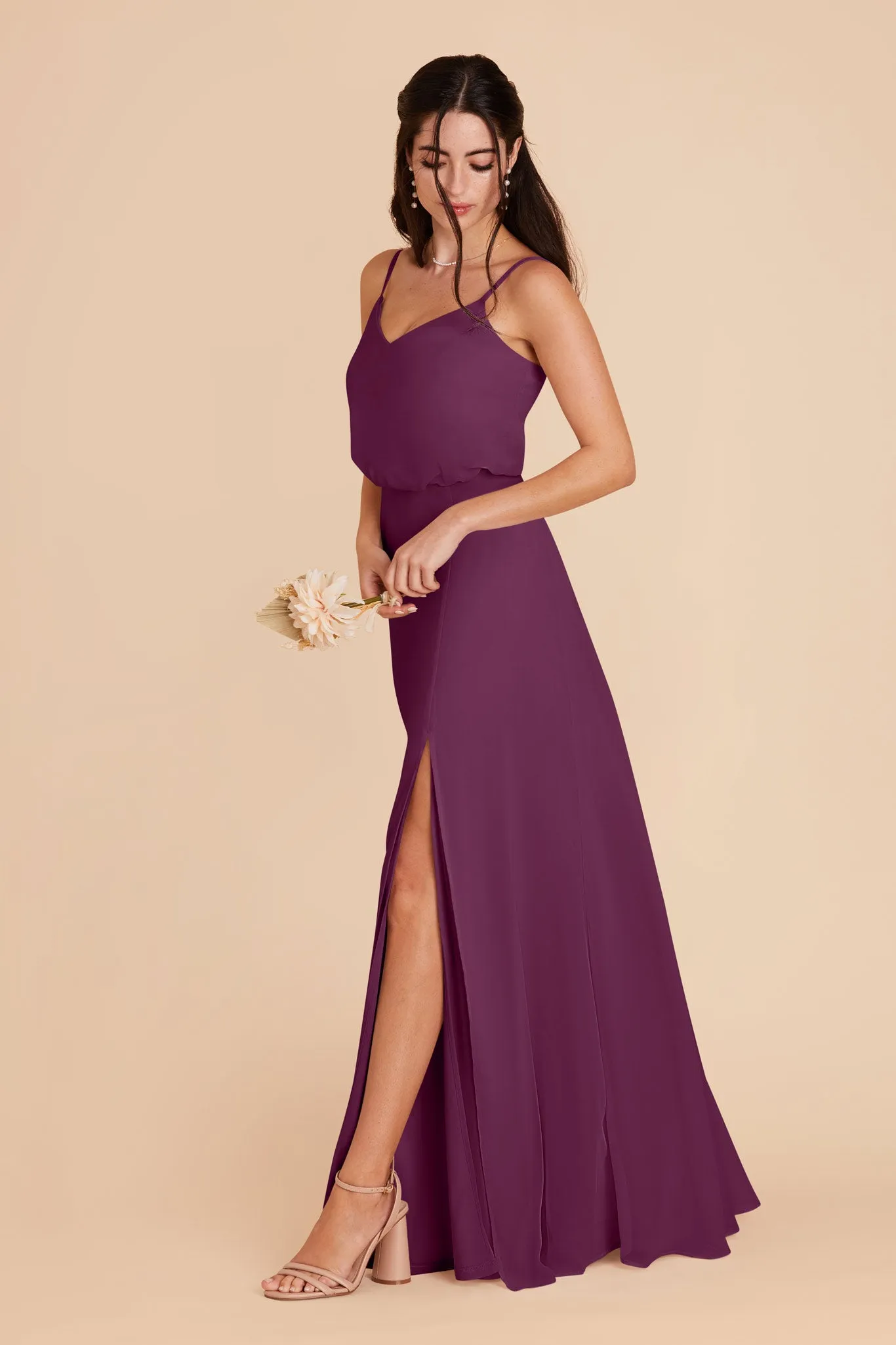 Gwennie Chiffon Dress With Slit - Fig sold by Birdy Grey product image thumbnail 4