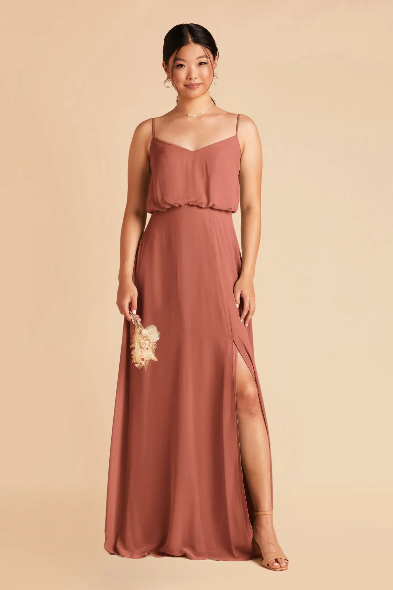 Gwennie Chiffon Dress With Slit - Desert Rose sold by Birdy Grey