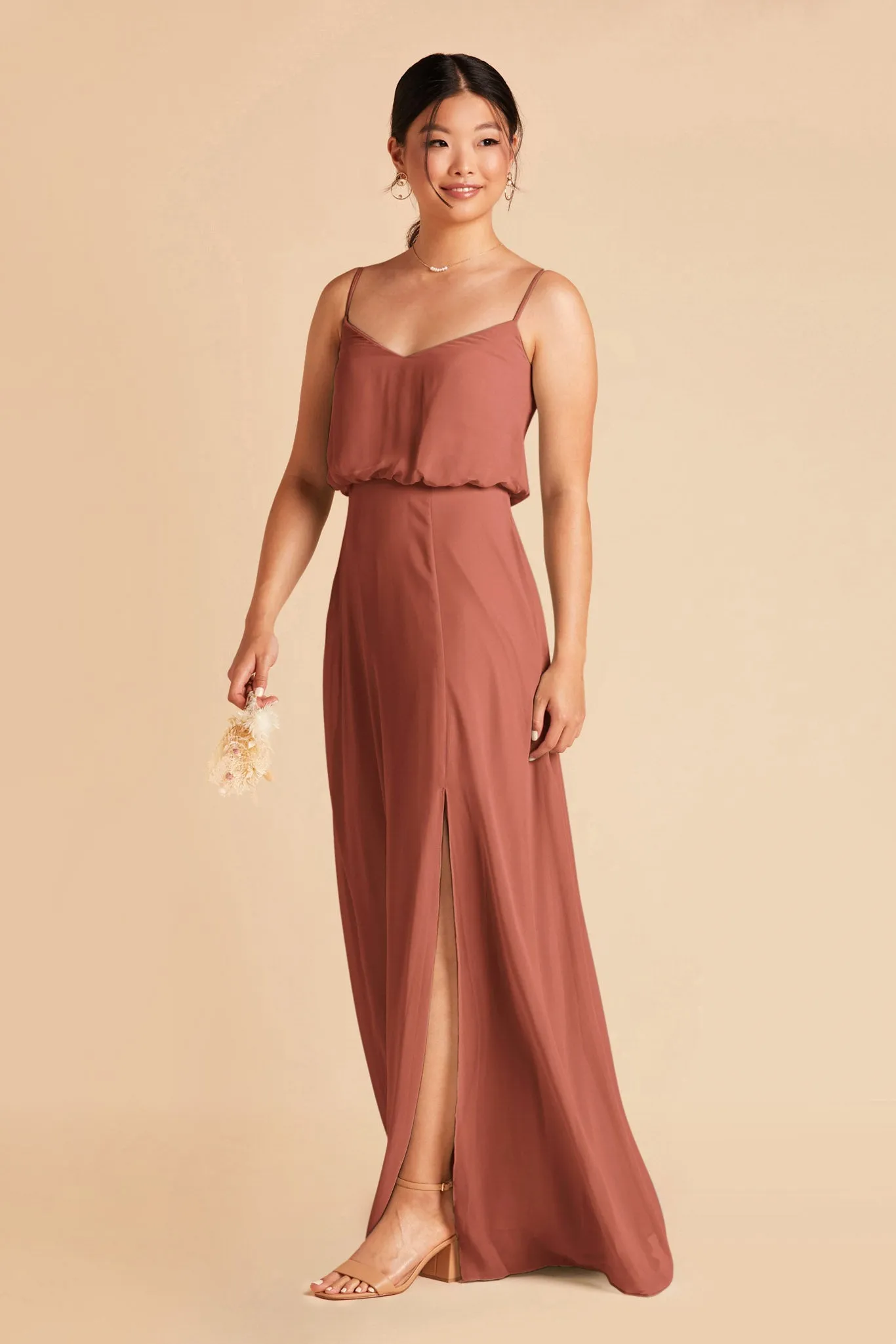 Gwennie Chiffon Dress With Slit - Desert Rose sold by Birdy Grey product image thumbnail 5