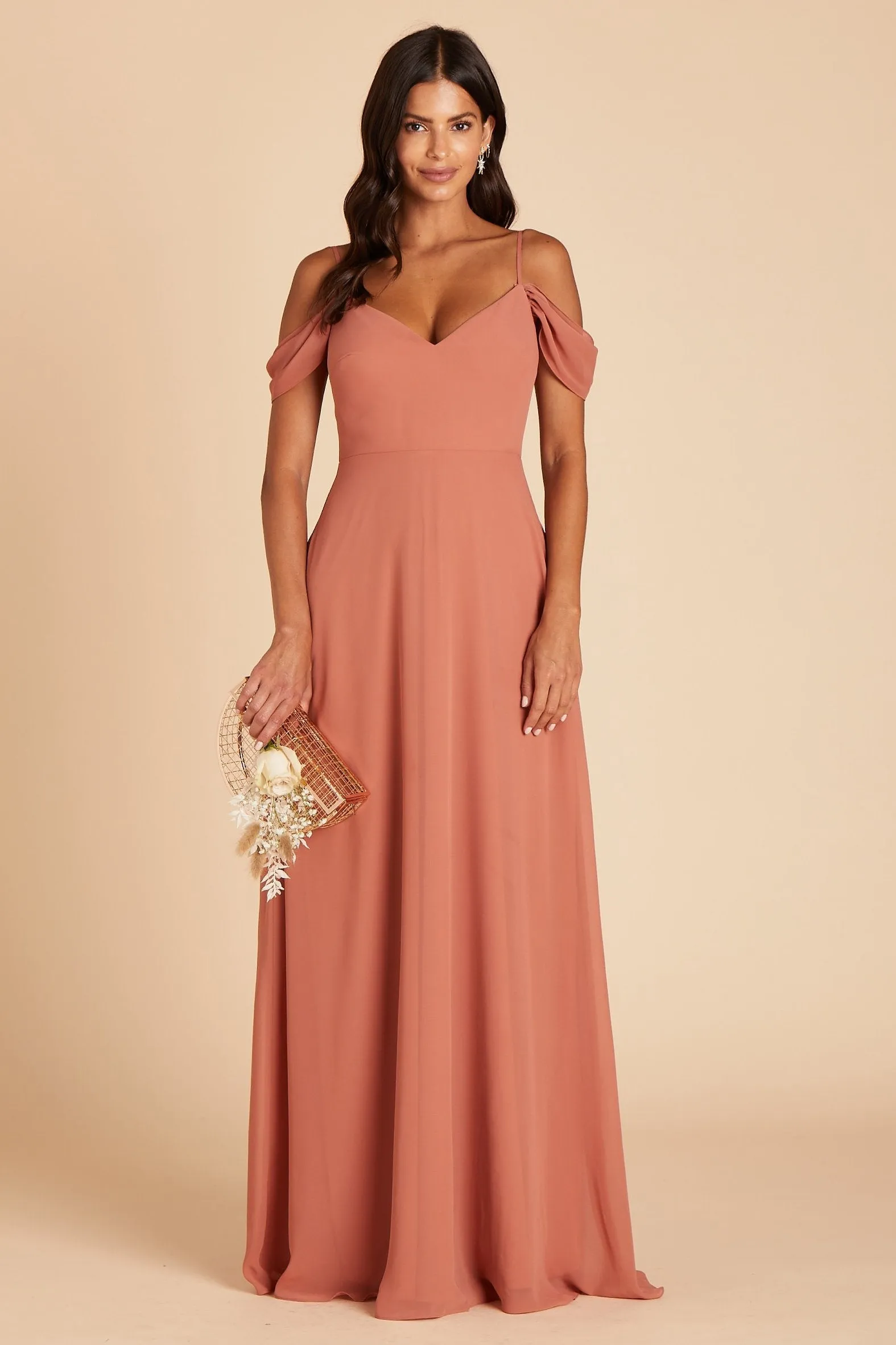 Devin Chiffon Dress - Terracotta sold by Birdy Grey