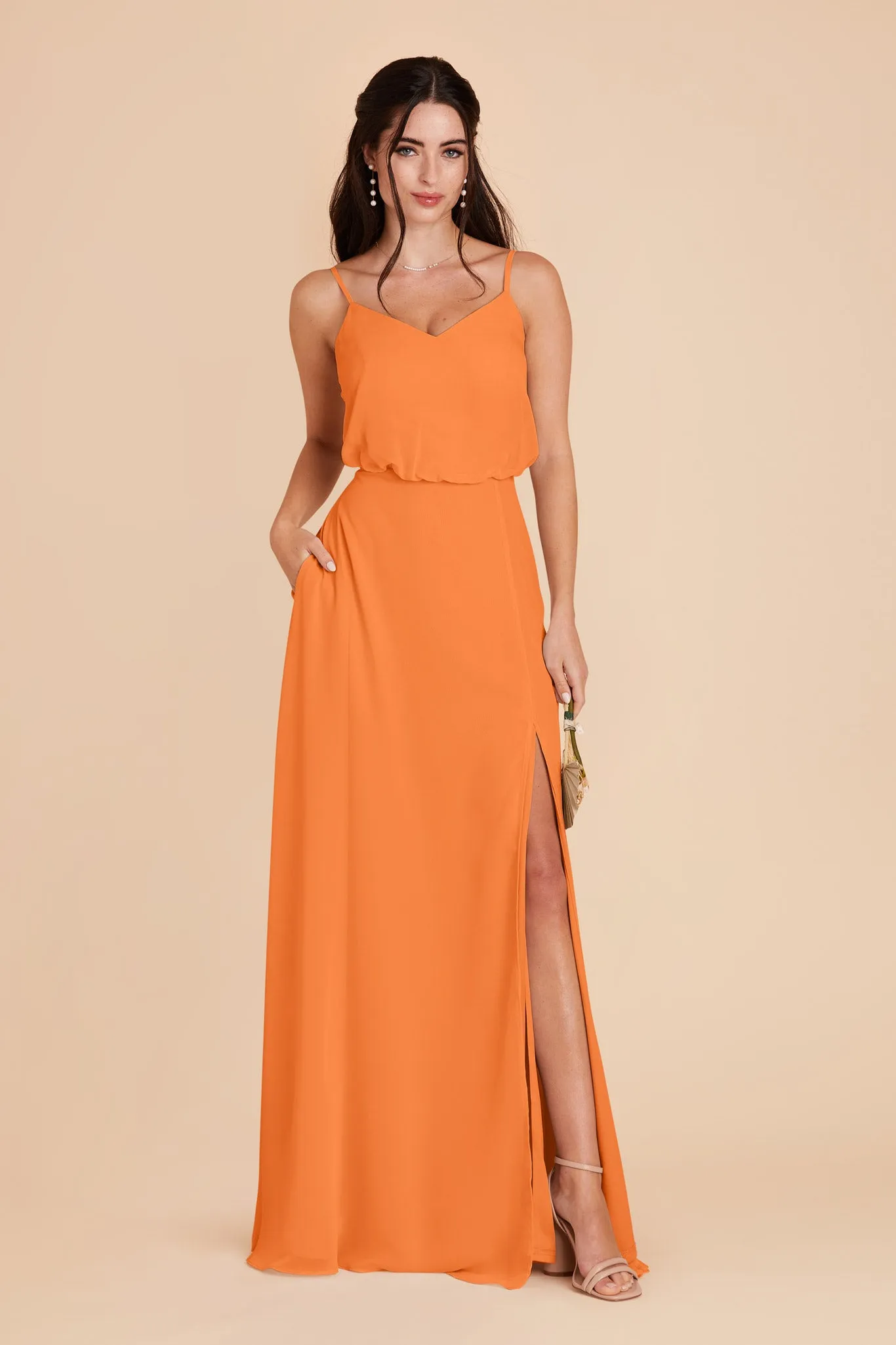 Gwennie Chiffon Dress With Slit - Apricot sold by Birdy Grey product image thumbnail 3