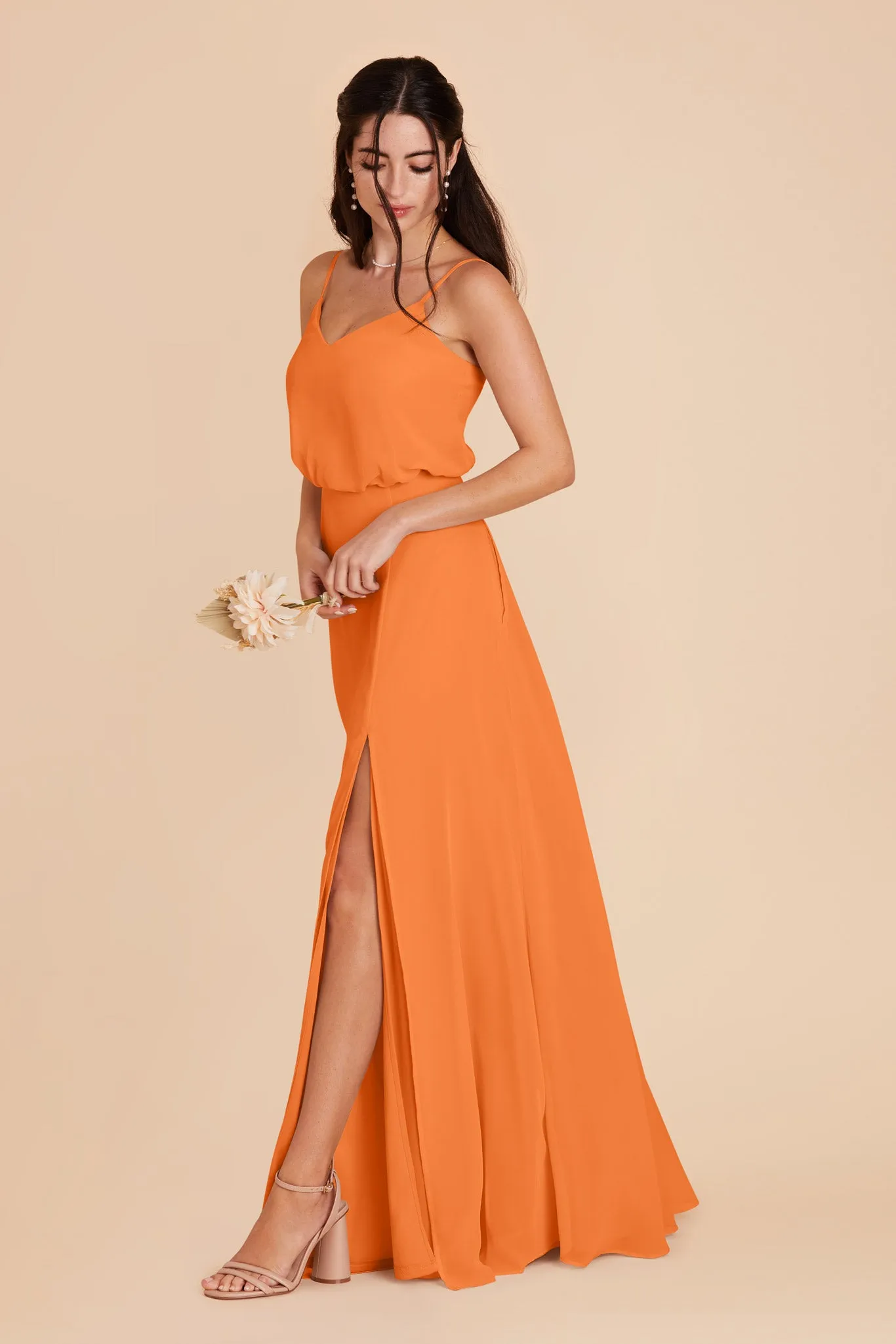 Gwennie Chiffon Dress With Slit - Apricot sold by Birdy Grey product image thumbnail 4