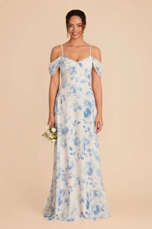 Devin Chiffon Dress - Blue Rococo Floral sold by Birdy Grey