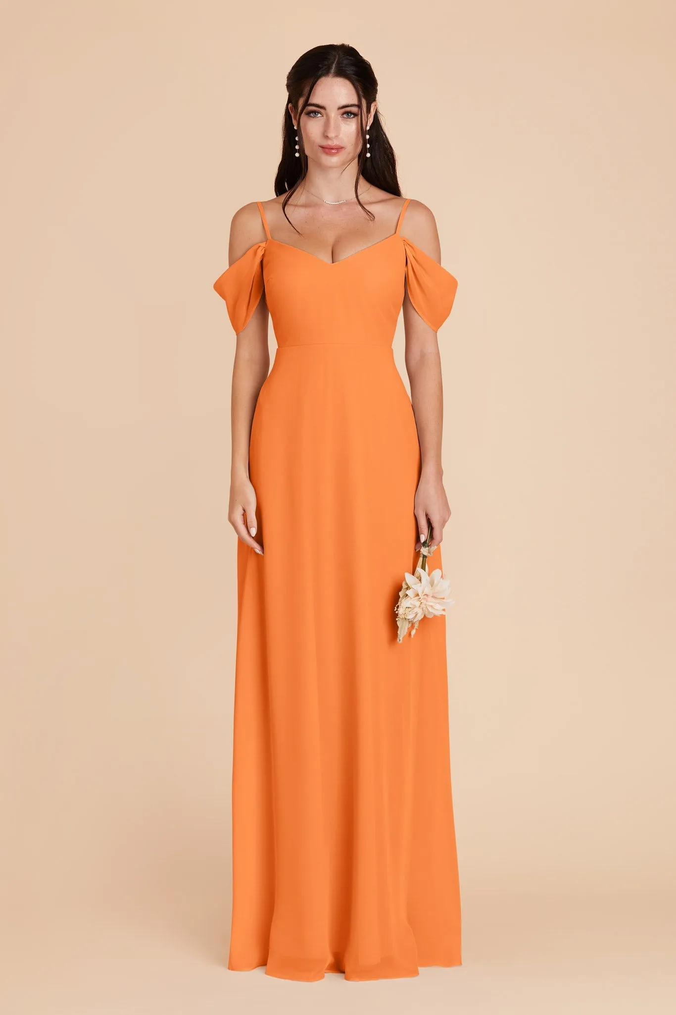 Devin Chiffon Dress - Apricot sold by Birdy Grey