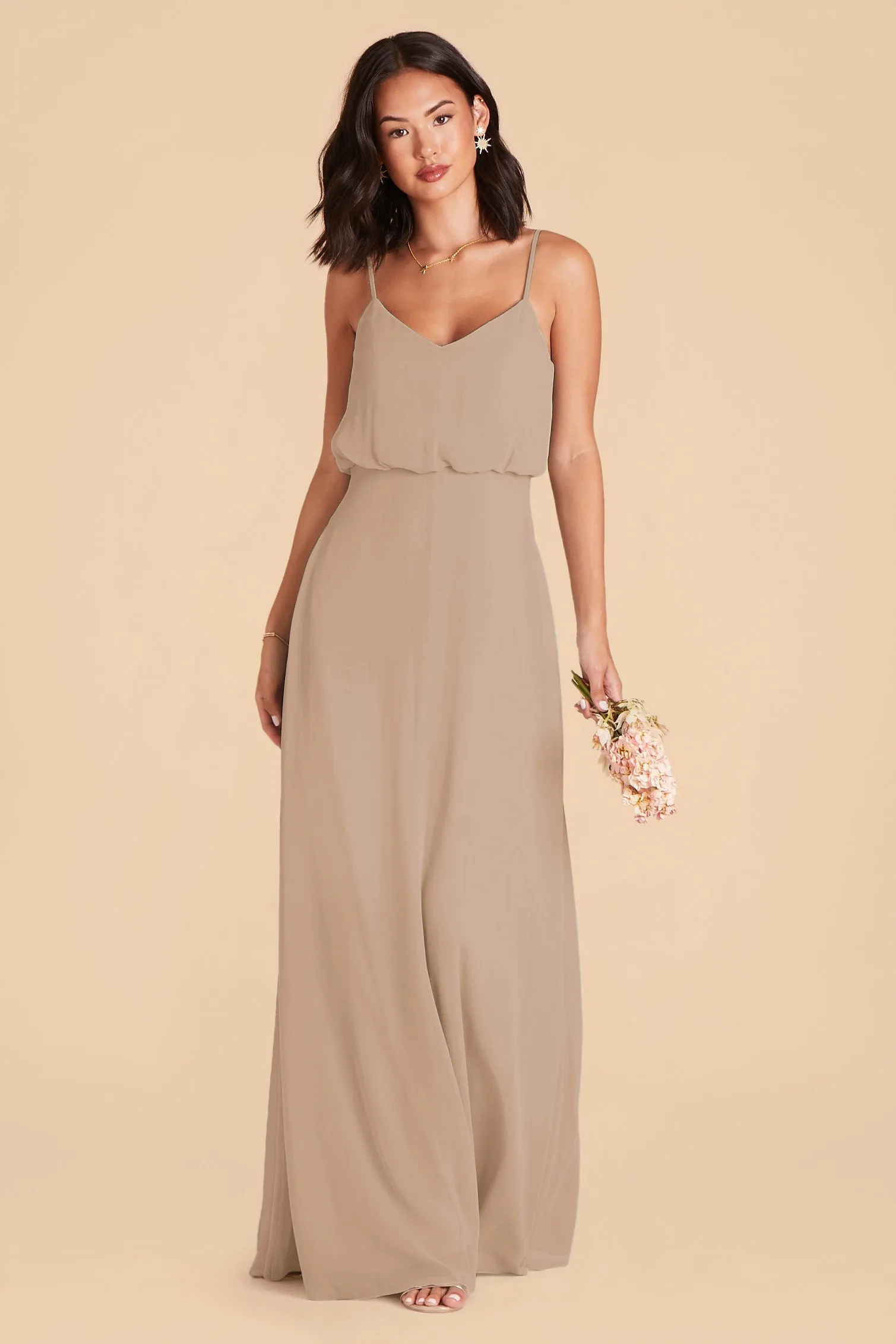 Gwennie Chiffon Dress - Taupe sold by Birdy Grey