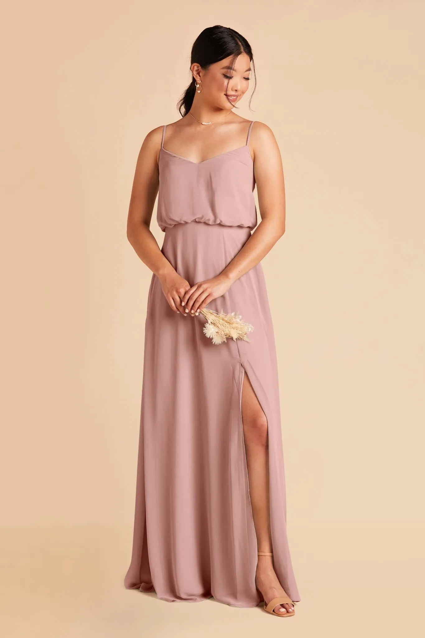 Gwennie Chiffon Dress With Slit - English Rose sold by Birdy Grey product image thumbnail 4