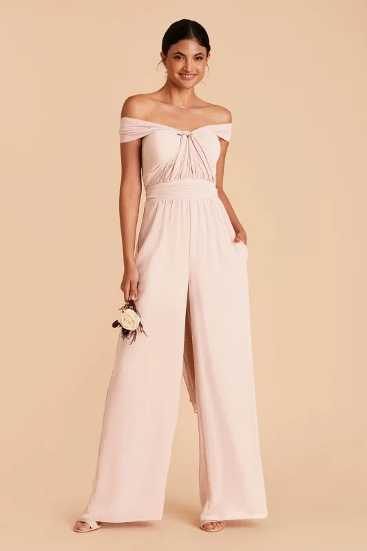 Gigi Chiffon Jumpsuit - Pale Blush sold by Birdy Grey