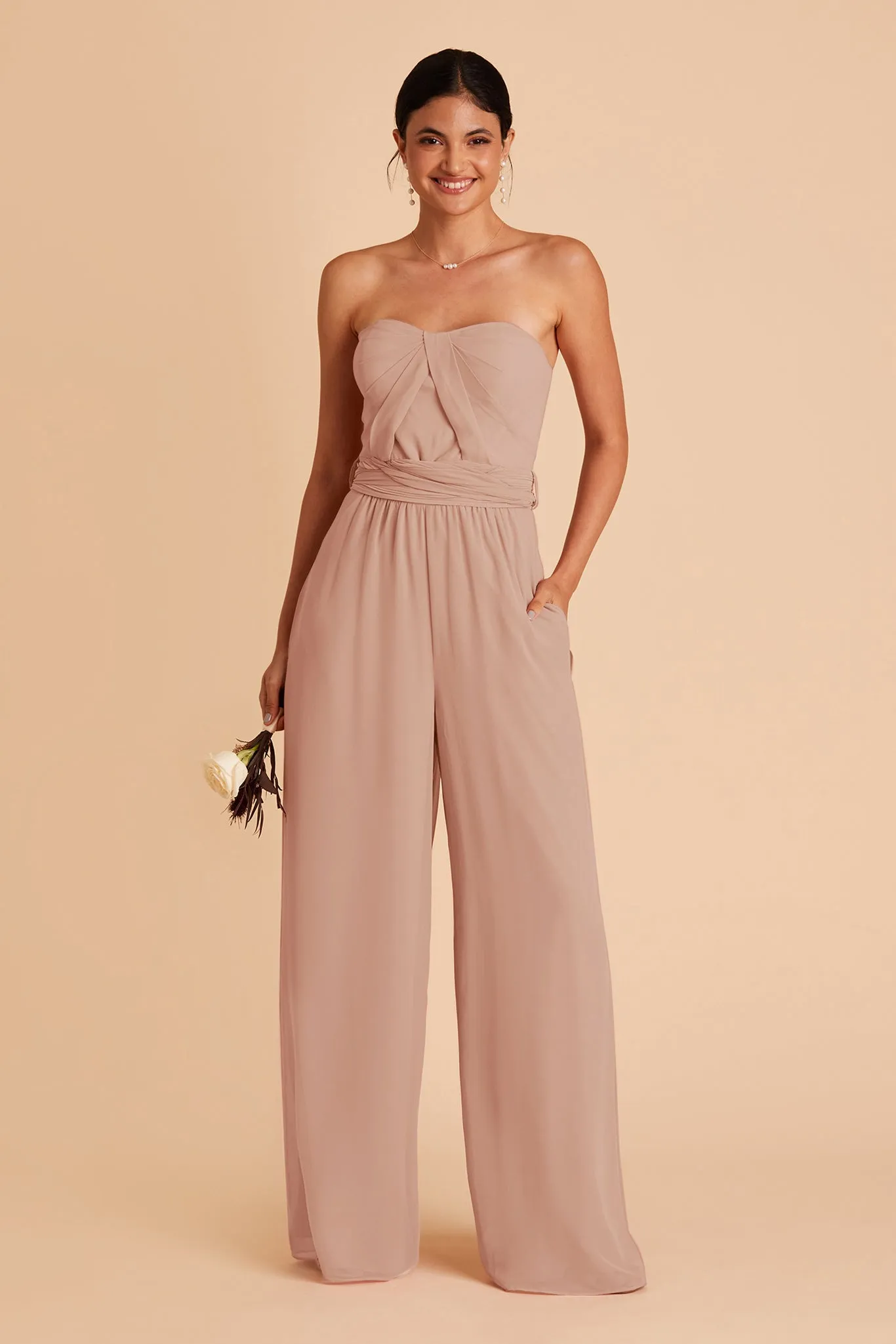 Gigi Chiffon Jumpsuit - Taupe sold by Birdy Grey