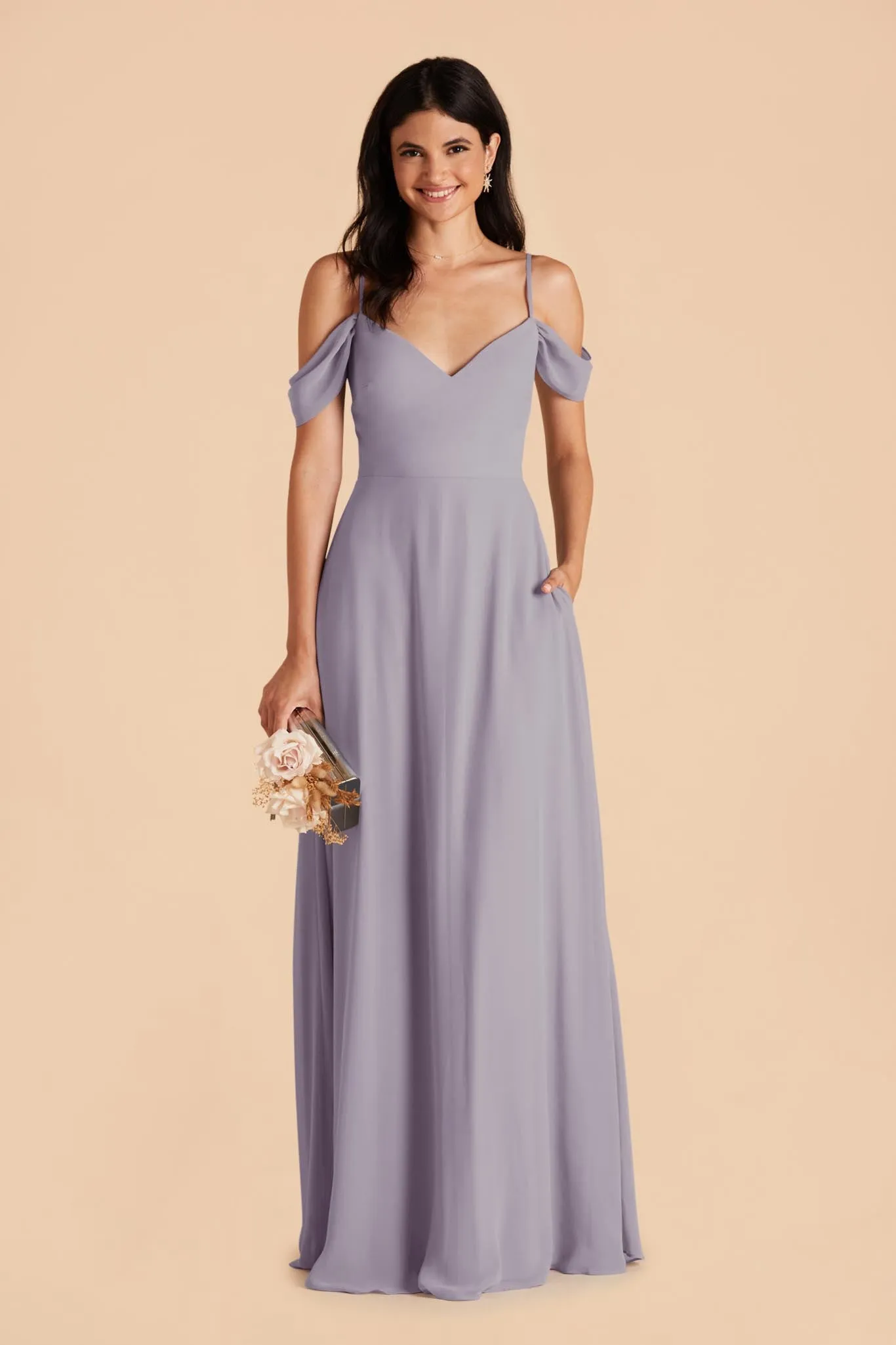 Devin Chiffon Dress - Dusty Lilac sold by Birdy Grey product image thumbnail 3