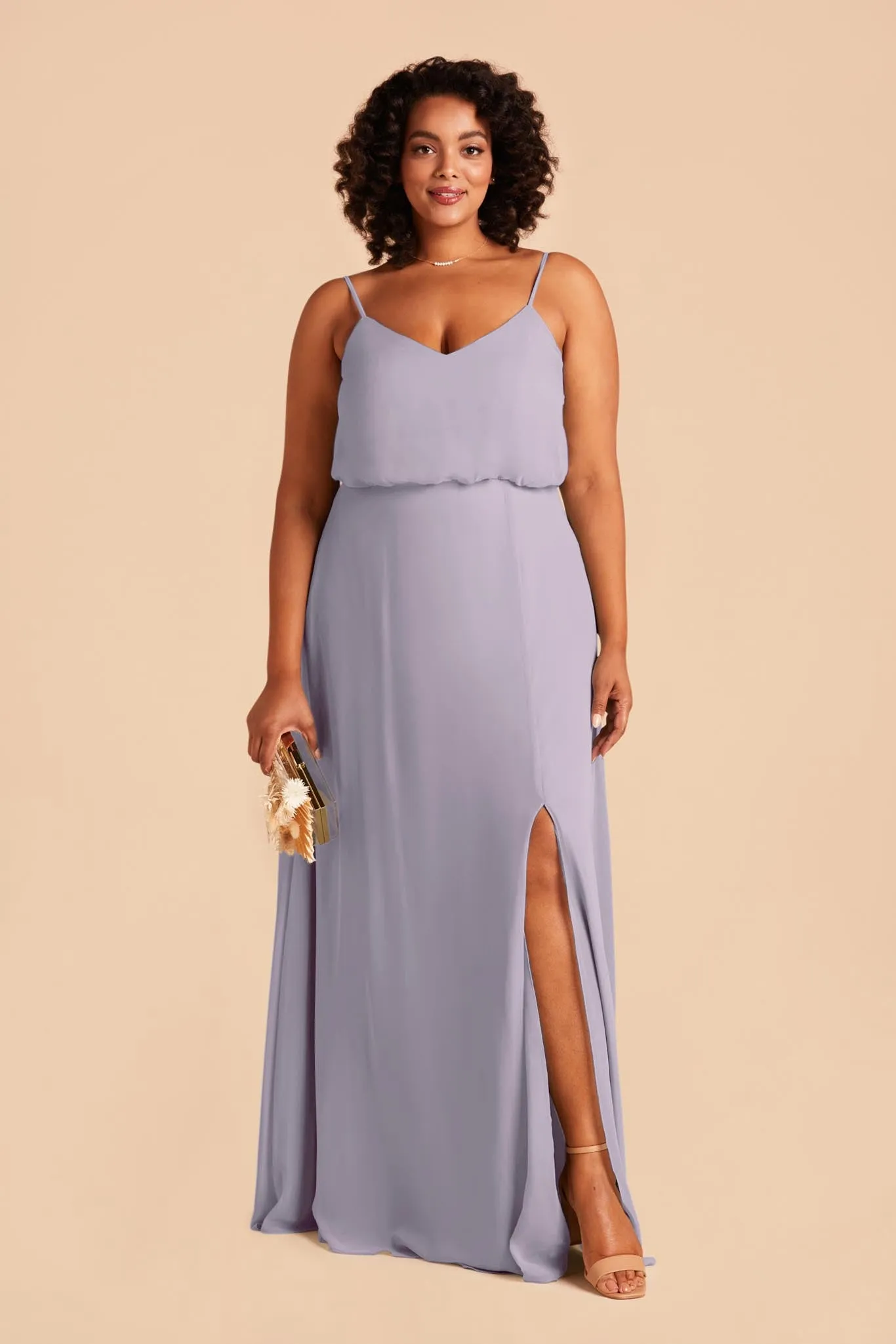 Gwennie Chiffon Dress With Slit - Dusty Lilac sold by Birdy Grey product image thumbnail 2