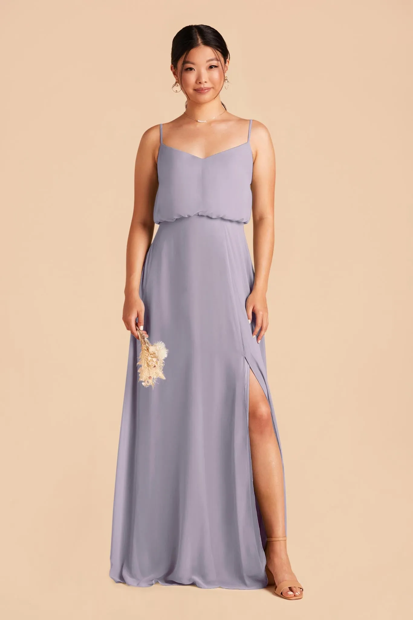 Gwennie Chiffon Dress With Slit - Dusty Lilac sold by Birdy Grey