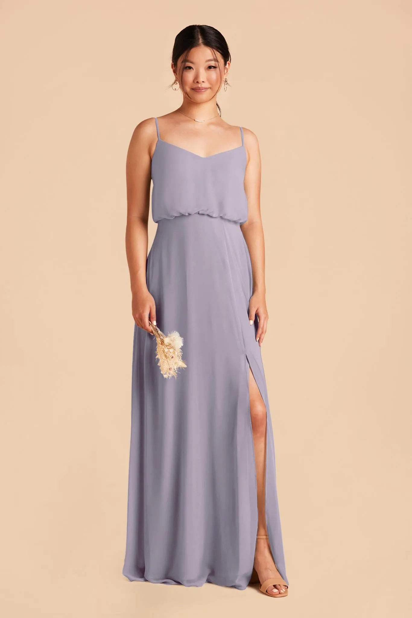 Gwennie Chiffon Dress With Slit - Dusty Lilac sold by Birdy Grey product image thumbnail 4